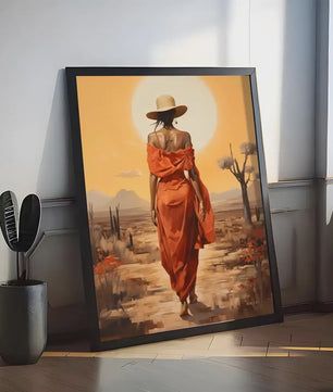 Abstract Canvas Poster: Afrikaanse Vrouwen & Zonneschildering - Wanddecoratie