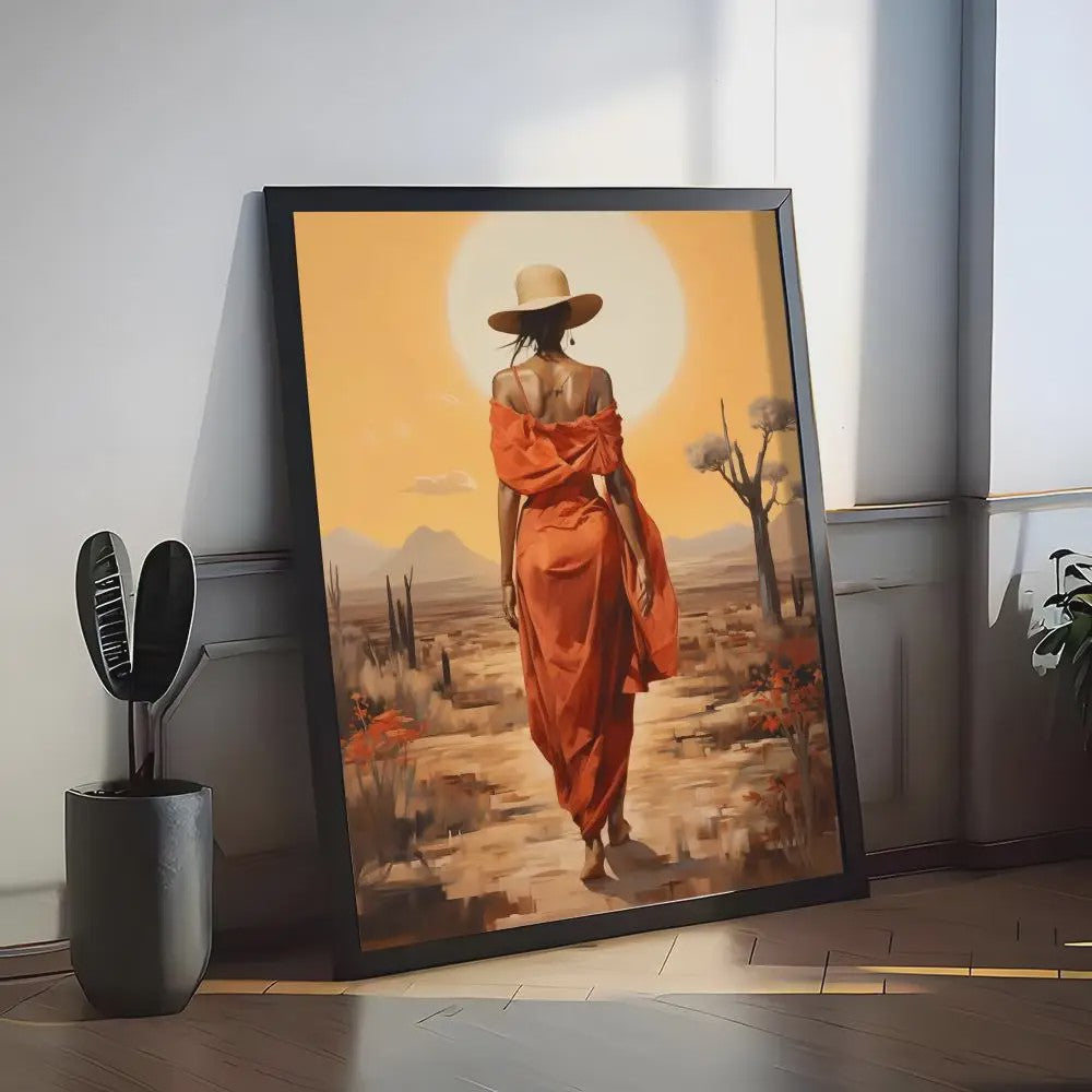 Abstract Canvas Poster: Afrikaanse Vrouwen & Zonneschildering - Wanddecoratie