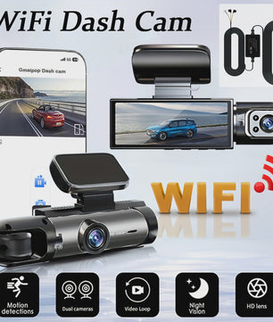 1080P Dual Dashcam: Voor en Binnen, Nachtzicht & WiFi