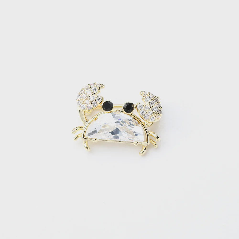 Unieke Krab Broche met Gekleurde Zirkonia - Stijlvol Dames Accessoire