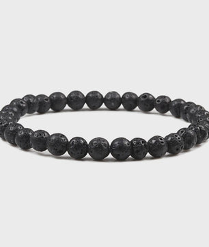Elastische Charm Armband met Natuursteen Kralen: Lavasteen & Tijgeroog (6/8/10mm) - Voor Dames en Heren