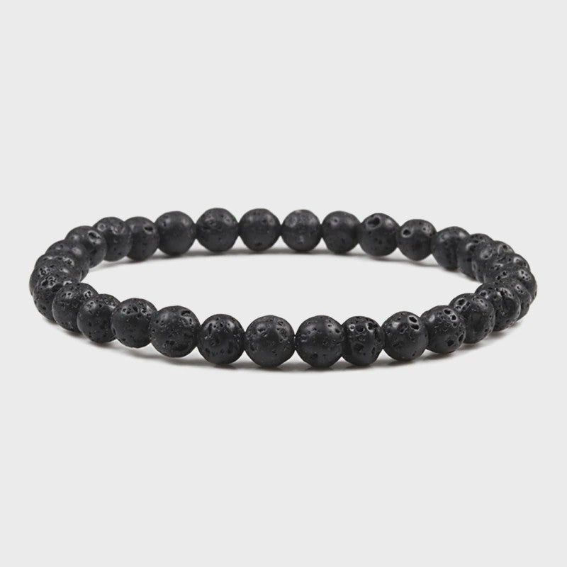Elastische Charm Armband met Natuursteen Kralen: Lavasteen & Tijgeroog (6/8/10mm) - Voor Dames en Heren