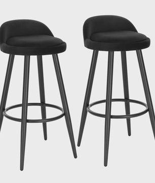 Set van 2 fluwelen barkrukken met voetensteun - Stijlvol en comfortabel voor keuken en bistro