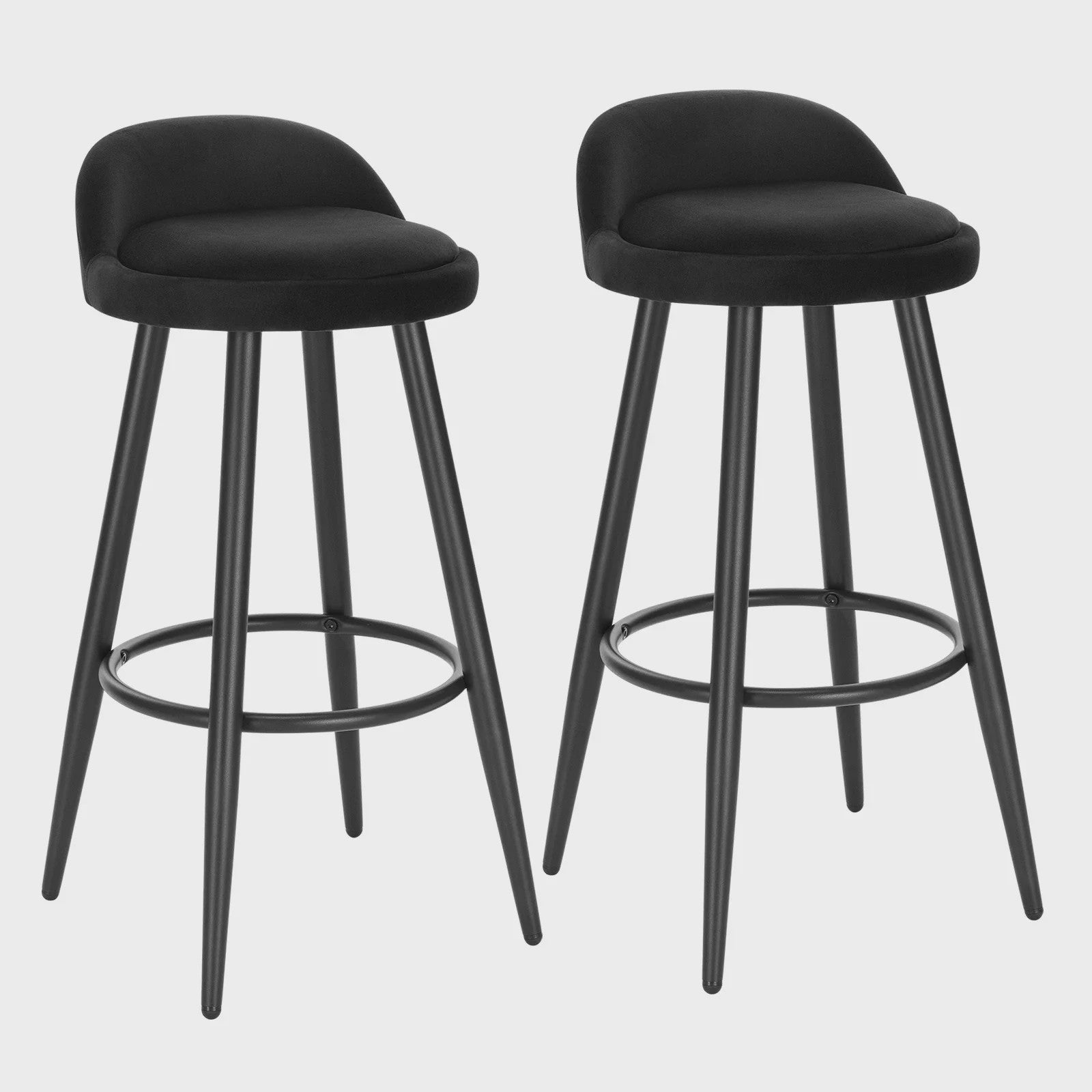 Set van 2 fluwelen barkrukken met voetensteun - Stijlvol en comfortabel voor keuken en bistro