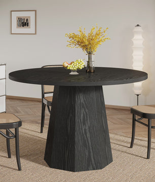 Moderne Zwarte Ronde Eettafel 118 cm met Stabiele Poot - Stijlvol en Compact