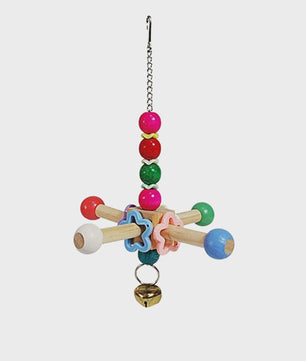 Cage Hanging Rope Bird Climbing Chewing Toys Multicolored Natural Wooden Bird Chewing Toys for Conure Cockatiel Budgies