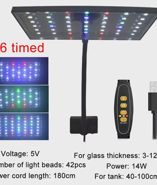 USB Aquarium LED Plantengroeilamp - Volledig Spectrum, Dimbare Verlichting met Timer & 360° Rotatie