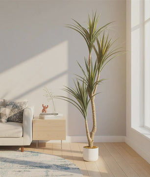 Realistische Kunst Dracaena Marginata Boom - 165cm Hoge Kunstplant in Pot voor Binnen Decoratie