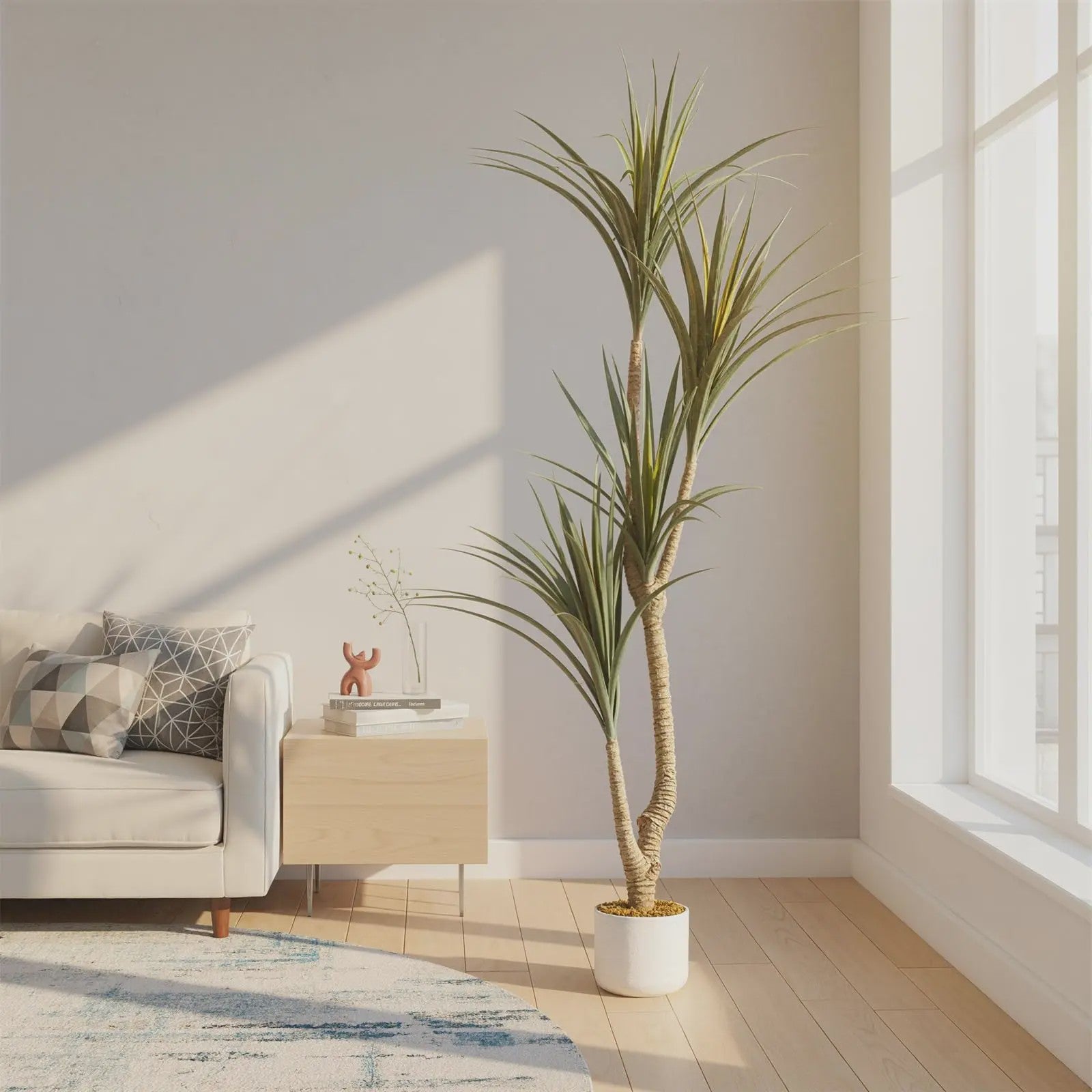 Realistische Kunst Dracaena Marginata Boom - 165cm Hoge Kunstplant in Pot voor Binnen Decoratie