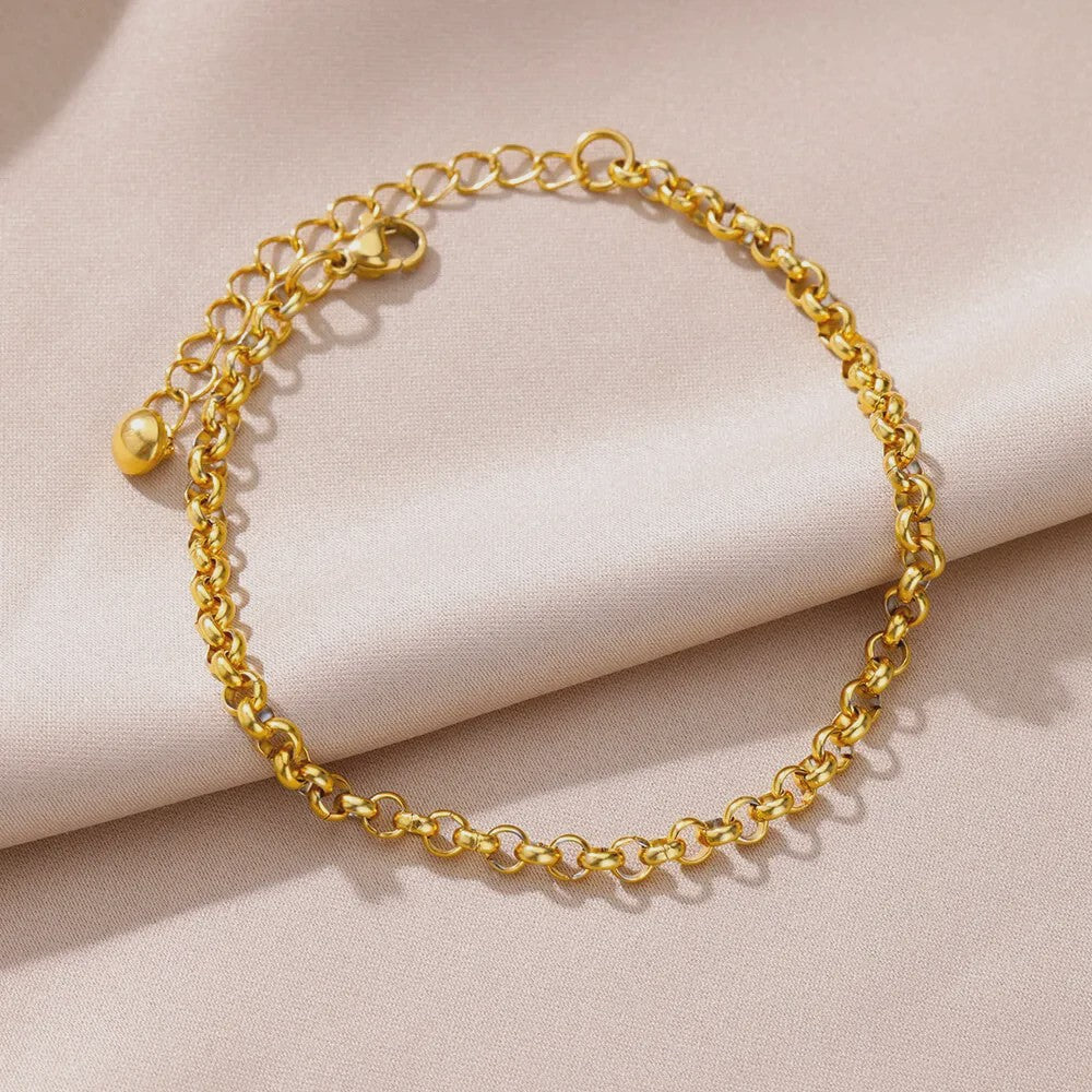 Gouden Roestvrij Staal Enkelbandjes met Parels en Kleurrijke Bedels - Zomer Sieraden