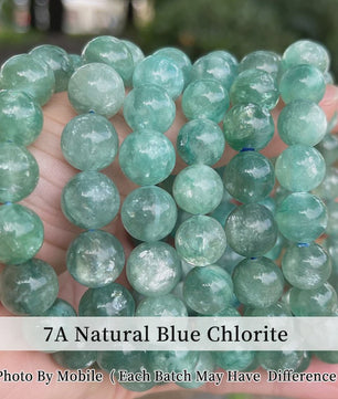 Natuurlijke Blauwe Chloriet Kralen Armband - Handgemaakt & Elastisch voor Dames
