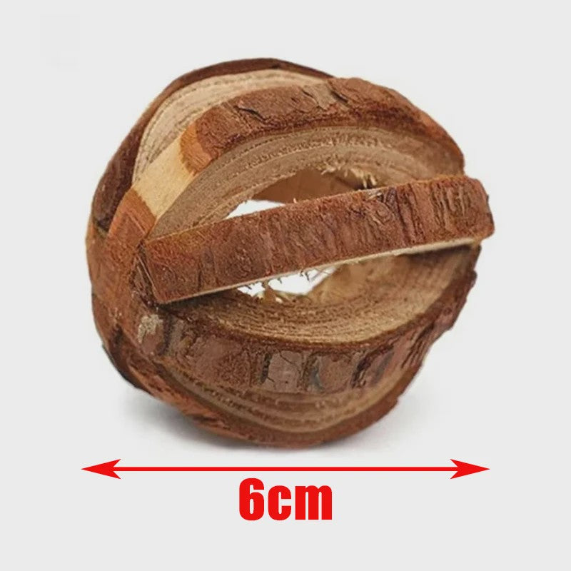 Natuurlijk Houten Speelgoed Set voor Knaagdieren, Konijnen & Hamsters - Kauwspeelgoed met Bel & Bal