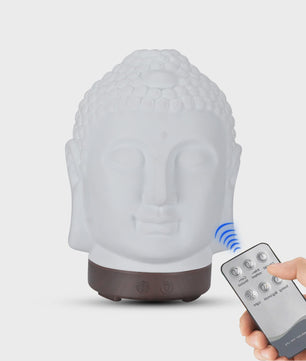 Buddha Hoofd Aroma Diffuser met Nachtlampje - 100ml Etherische Olie Verstuiver