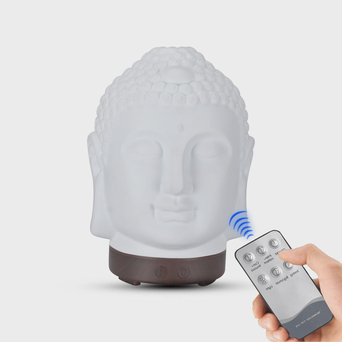 Buddha Hoofd Aroma Diffuser met Nachtlampje - 100ml Etherische Olie Verstuiver