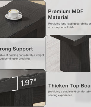 Tribesigns Houten Entree Bank Zwart - 120 cm Lange Eetkamerbank met Stevig Frame