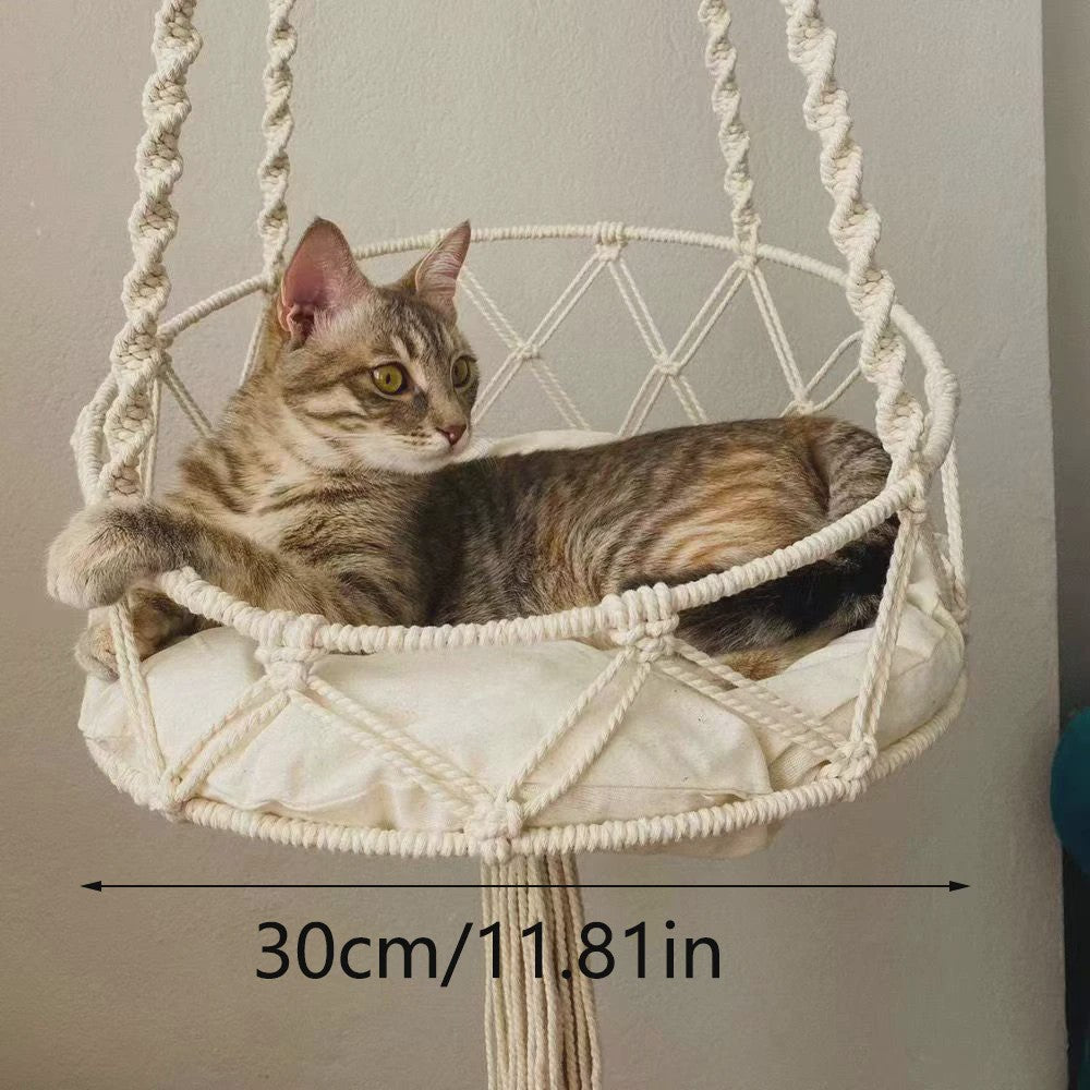 Handgeweven Macramé Kattenhangmat - Boho Stijl Hangend Kattenbed
