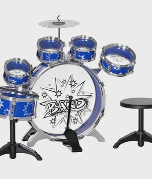 Aiyaplay Kinder Drumstel met Sterren Thema en Krukje - 65x22x57 cm