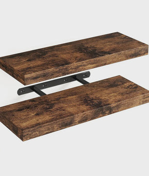 Zwarte Houten Zwevende Wandplanken - Set van 2 - Onzichtbaar Montagesysteem - Stijlvol & Praktisch