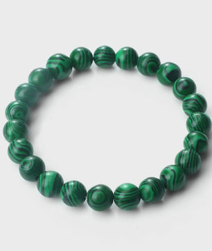 8mm Natuurlijke Malachiet Edelsteen Armband - Handgemaakt, Elastisch
