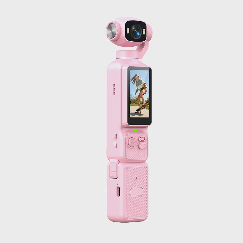 4K Handheld Gimbal Action Camera met 180° Draaibare Lens, Anti-Shake & Fill Light voor Vlogs & Outdoor Sport