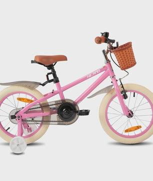 Hiland Kinderfiets 14, 16, 18 Inch - Meisjesfiets Groen/Roze met Mandje en Stabilisatoren