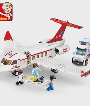 Bouwstenen Vliegtuig Set: Vrachtvliegtuig & Luchtambulance - Educatief Speelgoed