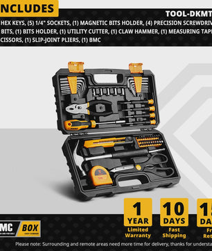 DEKO 62-delige Gereedschapskist: Complete Set voor Huis, Tuin & Auto