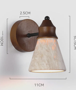 Klassieke Wandlamp van Natuursteen (Geel Travertin) - Sfeervolle Slaapkamerverlichting