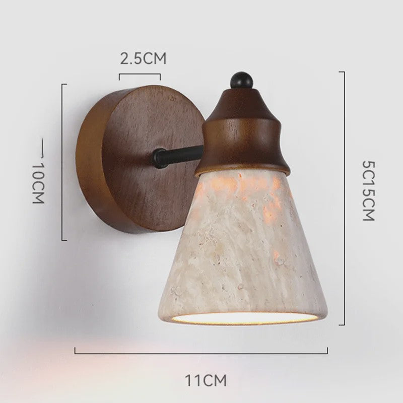 Klassieke Wandlamp van Natuursteen (Geel Travertin) - Sfeervolle Slaapkamerverlichting