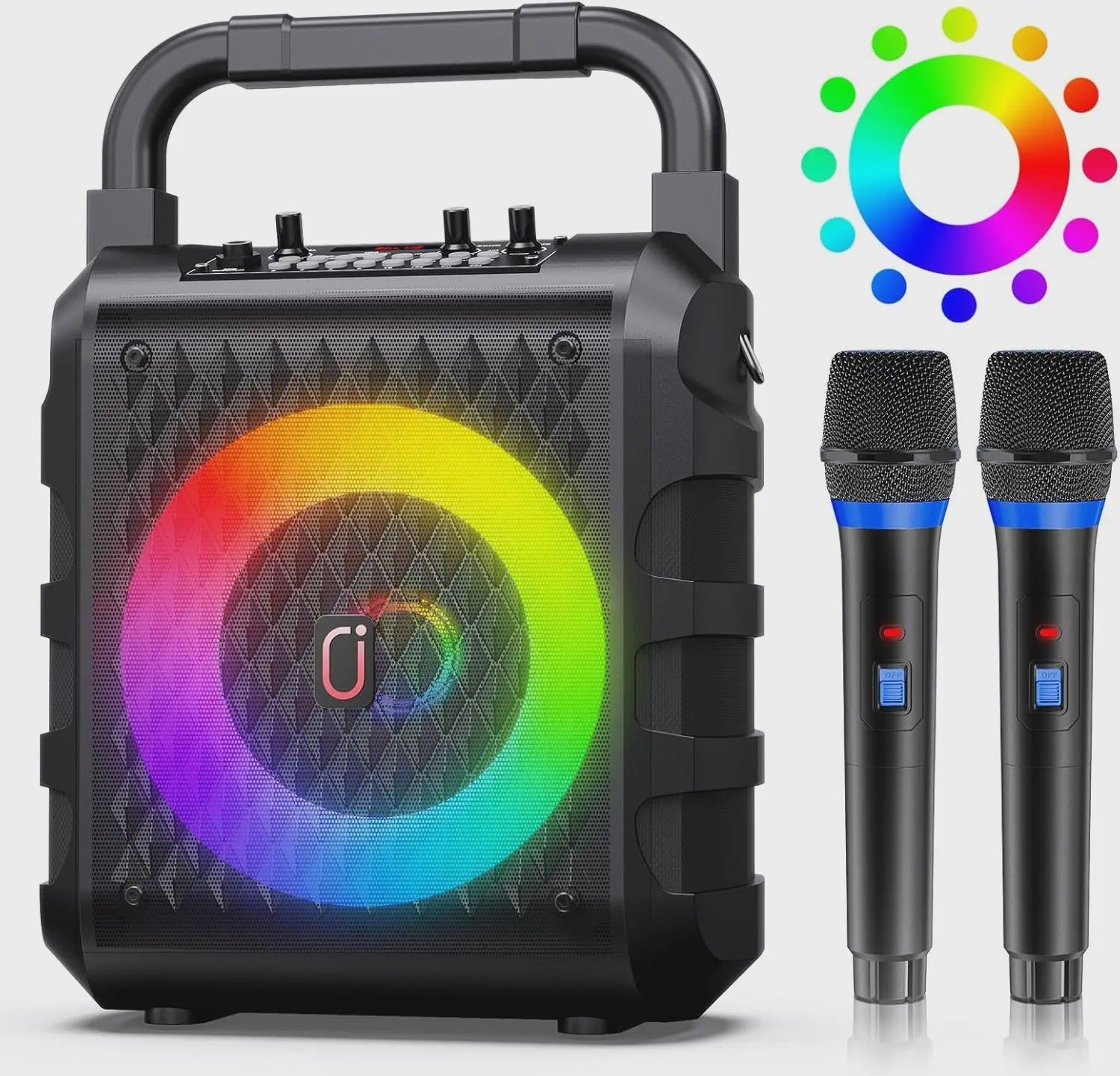 T18 Draagbare Bluetooth Speaker met Microfoon, LED Licht & Karaoke Functie