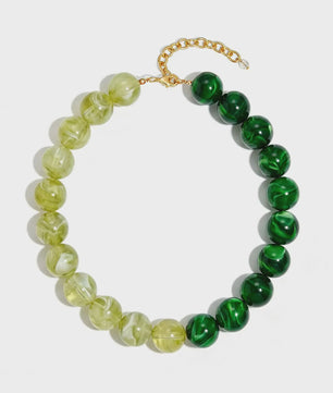 Bohemian Resin Kralen Ketting - Statement Choker met Dubbele Kleuren