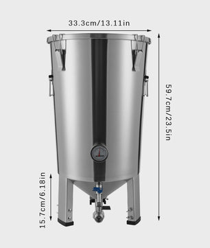 Roestvrijstalen Fermentatietank 26.6L (7.04 Gal) met Conische Bodem voor Bierbrouwen Thuis