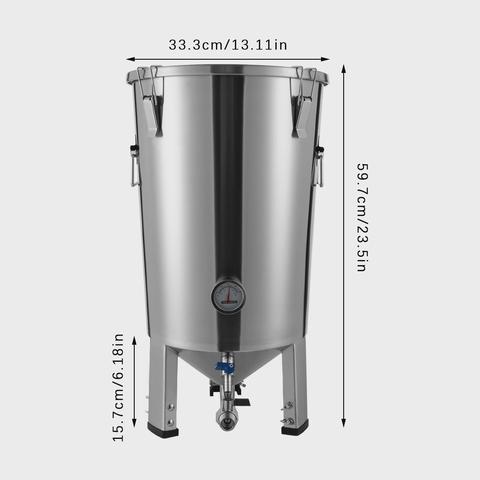 Roestvrijstalen Fermentatietank 26.6L (7.04 Gal) met Conische Bodem voor Bierbrouwen Thuis