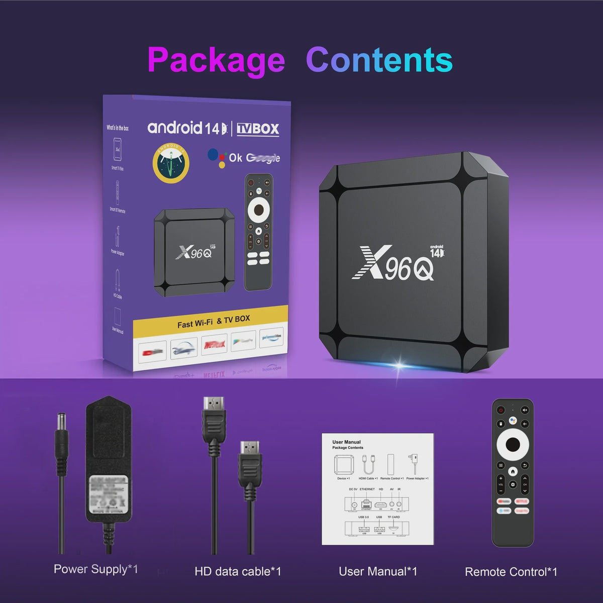 X96Q Android 14 TV Box: 4K Ultra HD Media Player met WiFi 6 & 2GB/16GB