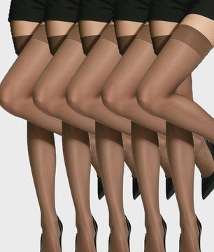 Dames Dijhoge Kousen - Sheer, Coffee Brown, Huidskleur Vriendelijk