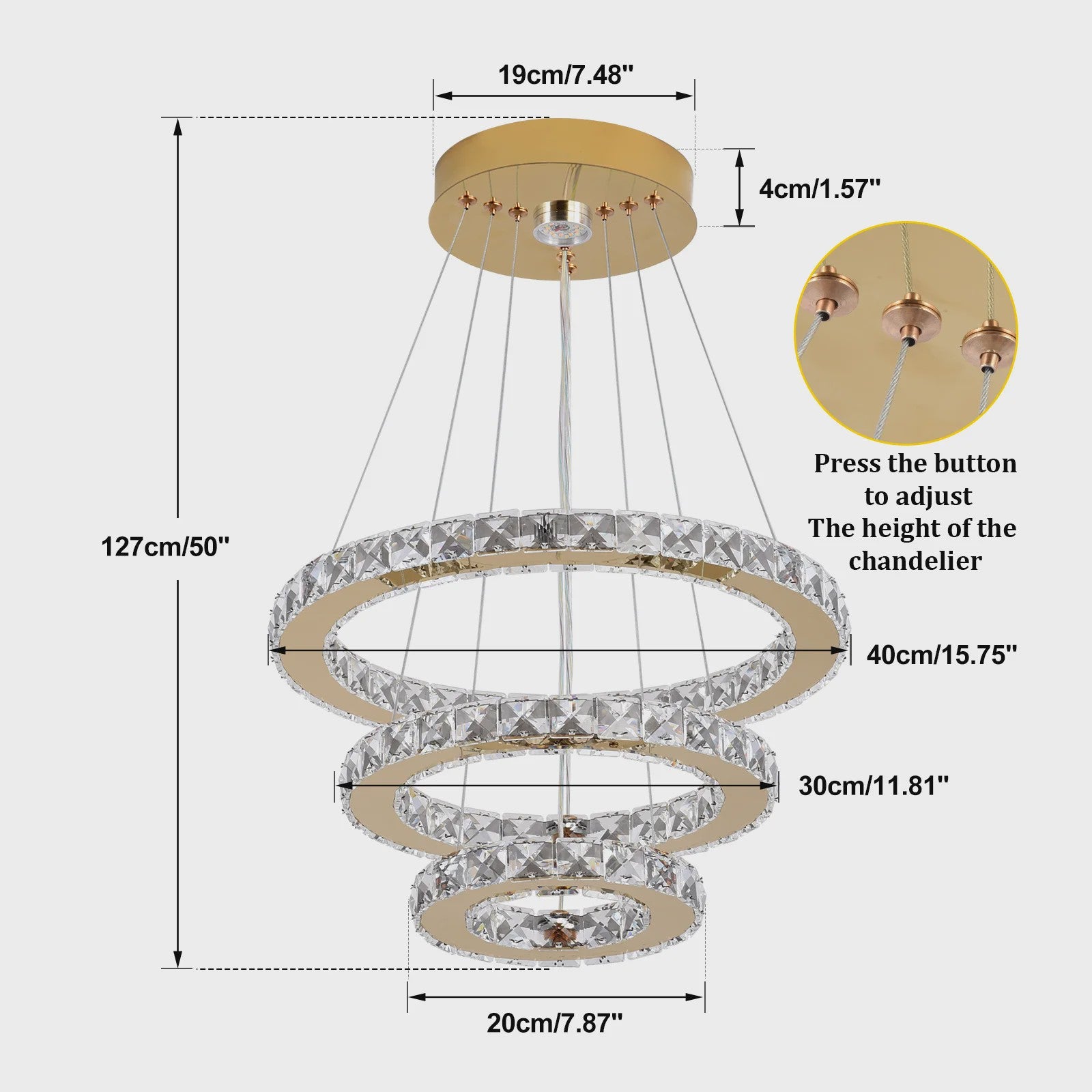 Luxe Kristallen Kroonluchter LED - Plafondlamp voor Woonkamer, Hal & Eetkamer
