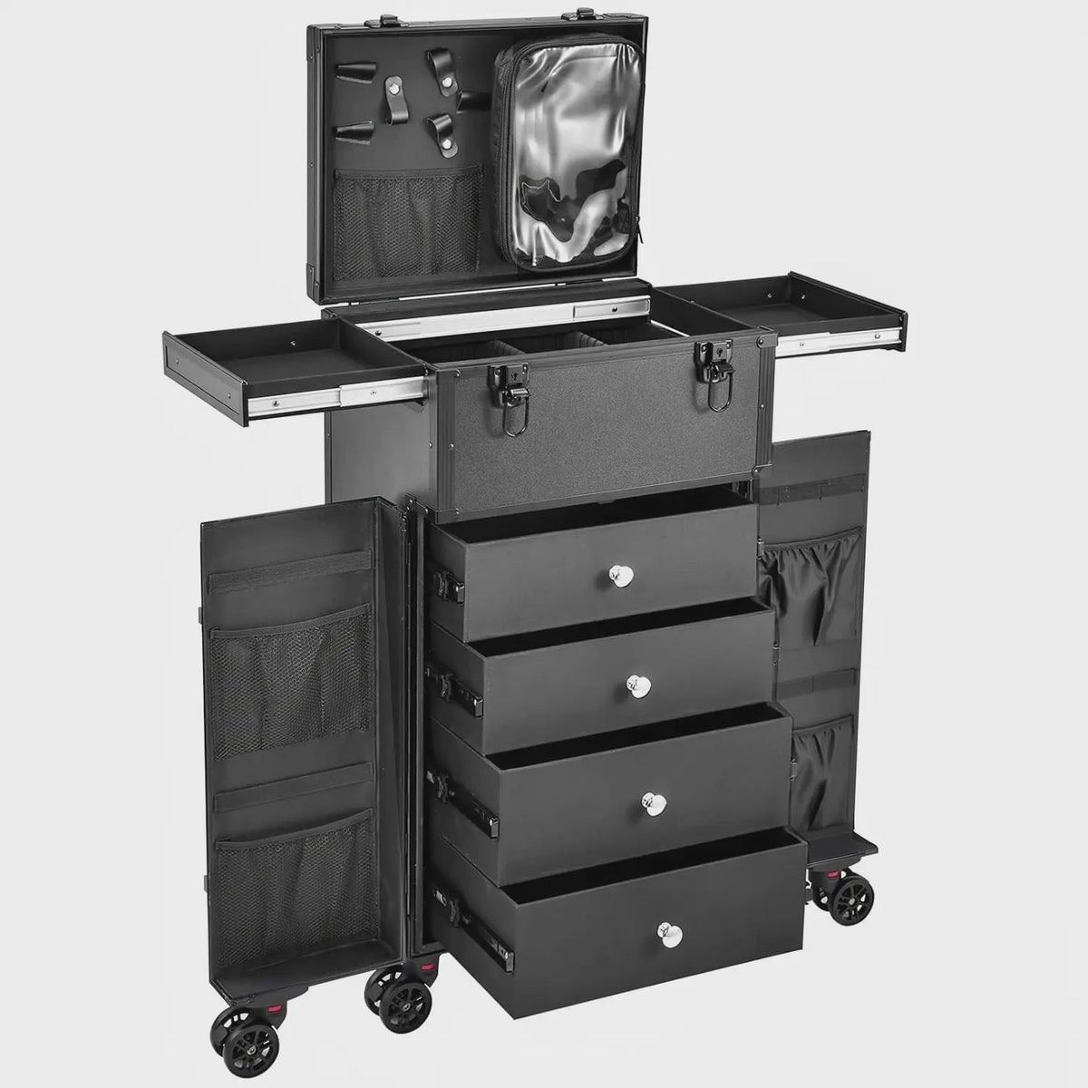 Professionele Make-up Trolley met Uitschuifbare Tafel en Wielen