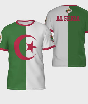 Heren T-shirt met Algerijnse Vlag 3D Graphic - Perfect voor Voetbalfans en Sportieve Gelegenheden
