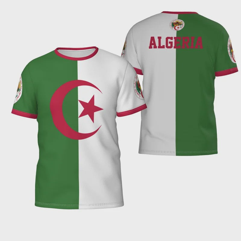 Heren T-shirt met Algerijnse Vlag 3D Graphic - Perfect voor Voetbalfans en Sportieve Gelegenheden
