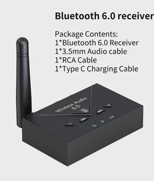 Draadloze Bluetooth 6.0 Audio Ontvanger met AUX, RCA & USB - HIFI Stereo voor Auto en Speaker