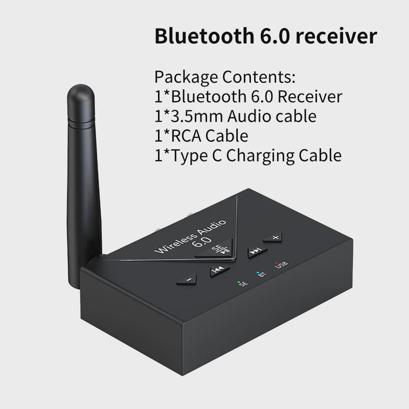 Draadloze Bluetooth 6.0 Audio Ontvanger met AUX, RCA & USB - HIFI Stereo voor Auto en Speaker