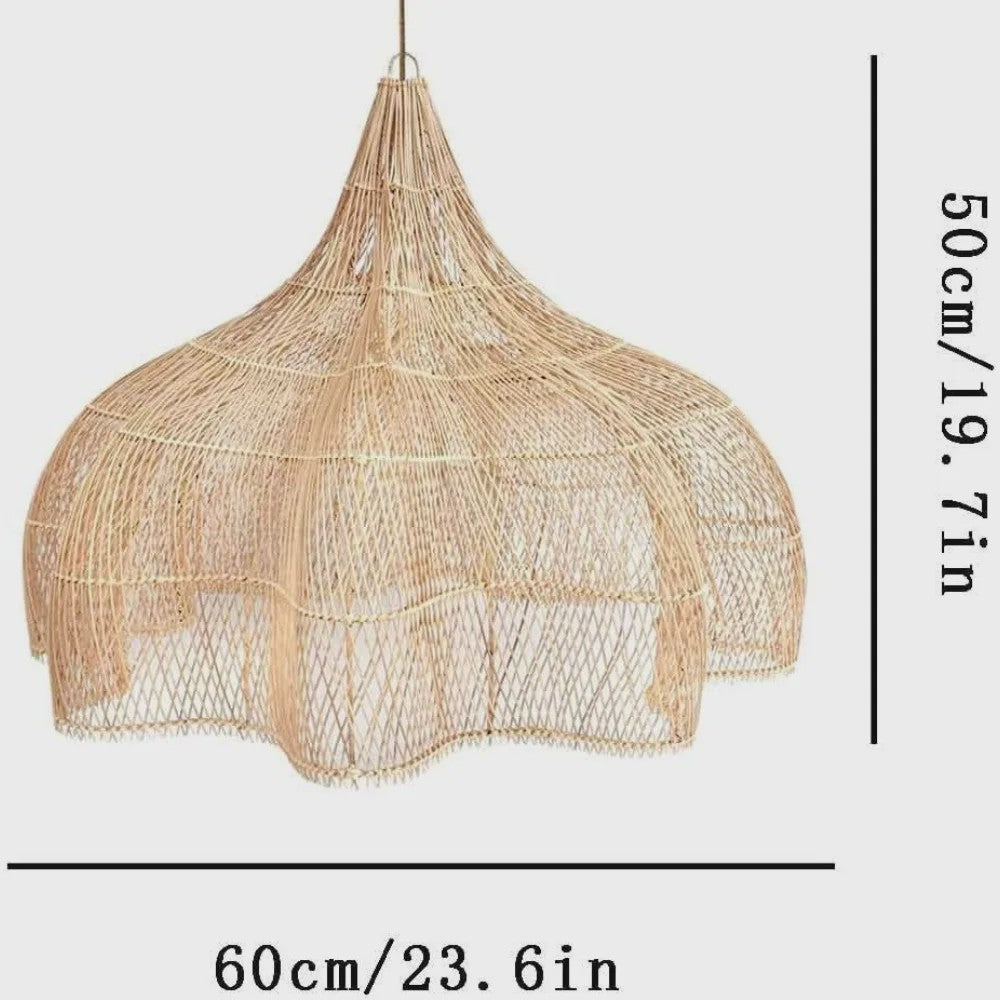 Rotan Hanglamp 60cm Beige - Sfeervolle Wicker Plafondlamp met E27 Fitting voor Woon- en Eetkamer