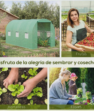 Outsunny Tunnel Greenhouse 400X200X200Cm with 6 Windows for Growing Green Plants
