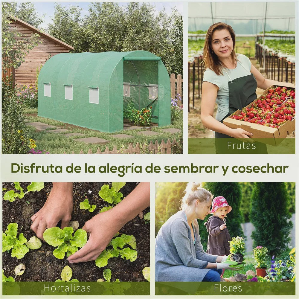 Outsunny Tunnel Greenhouse 400X200X200Cm with 6 Windows for Growing Green Plants