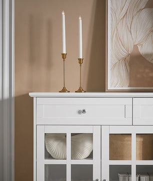 Witte Keuken Buffetkast met Glazen Deuren - Keuken Eiland, Sideboard, Bar & Eettafel