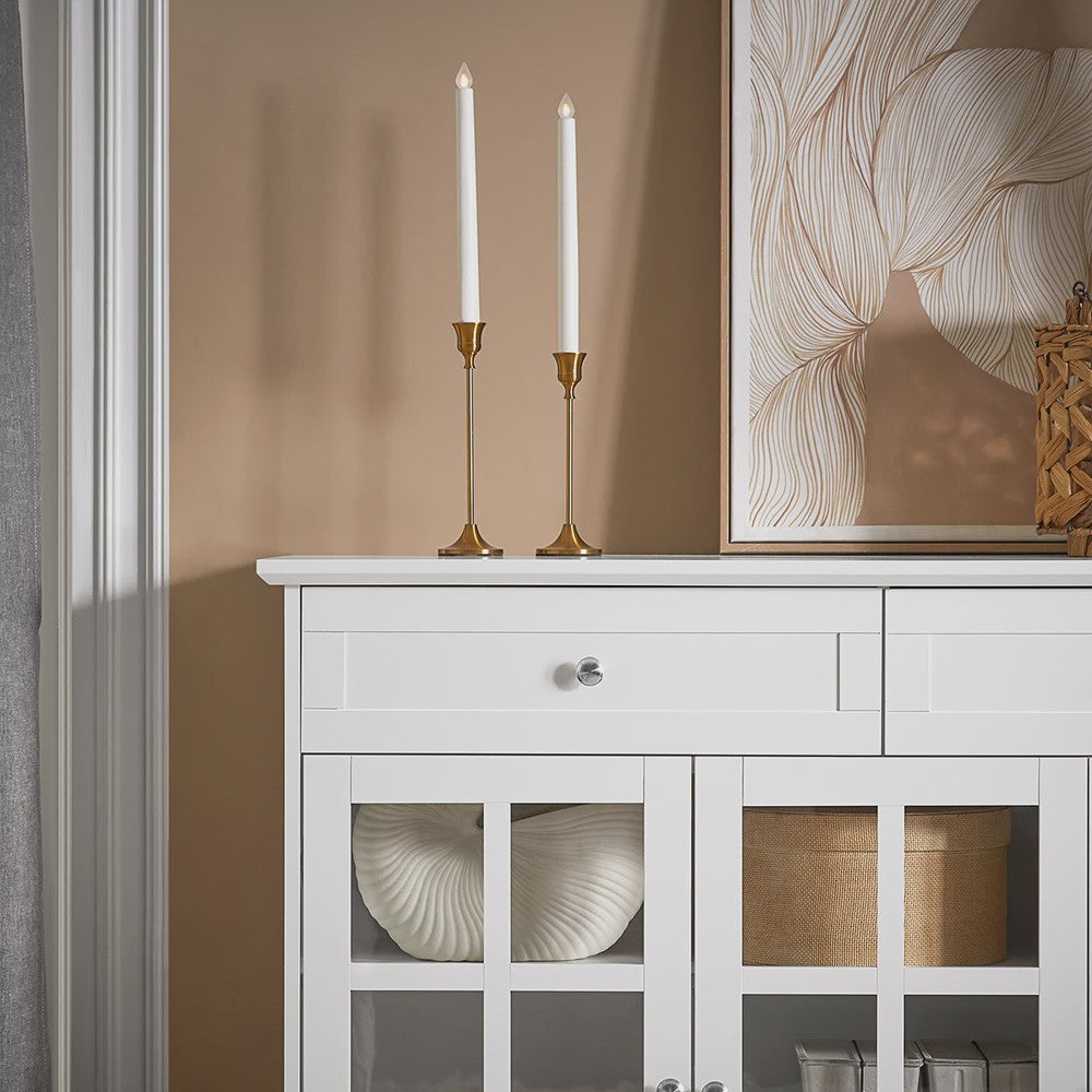 Witte Keuken Buffetkast met Glazen Deuren - Keuken Eiland, Sideboard, Bar & Eettafel