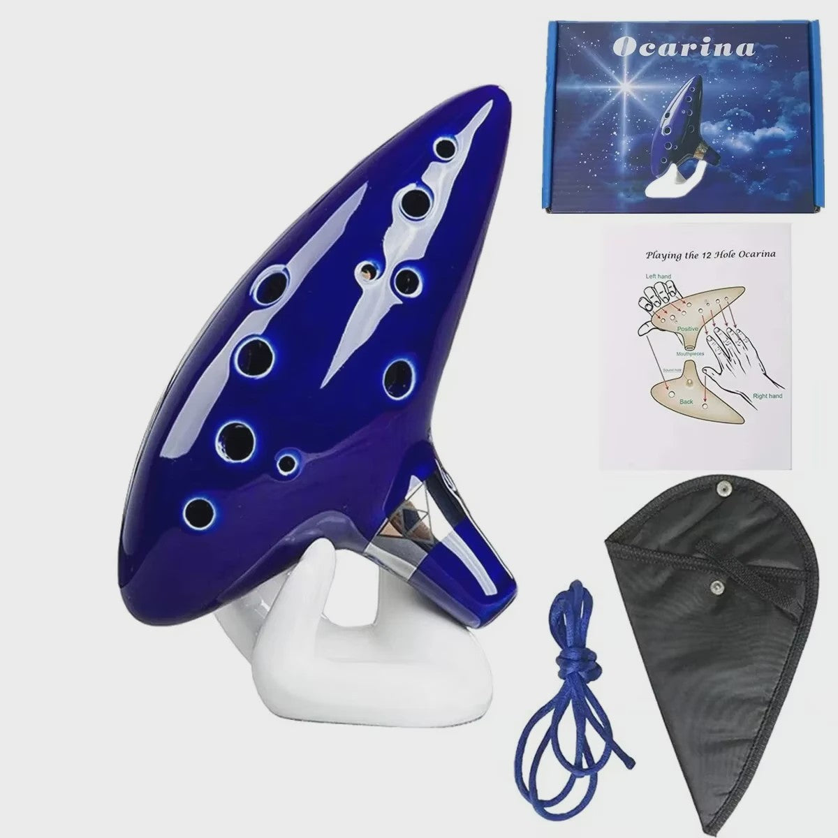 Professionele Keramische Ocarina in Alto C - 12 Tonen, Draagbaar Muziekinstrument met Accessoires