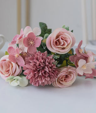 Kunstboeket Rozen & Chrysanten - Zijde Bloemen voor Bruiloft, Decoratie & DIY