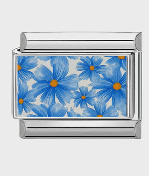 Modulaire RVS Bedel Links - Italiaanse Charm Collectie - Blue Series