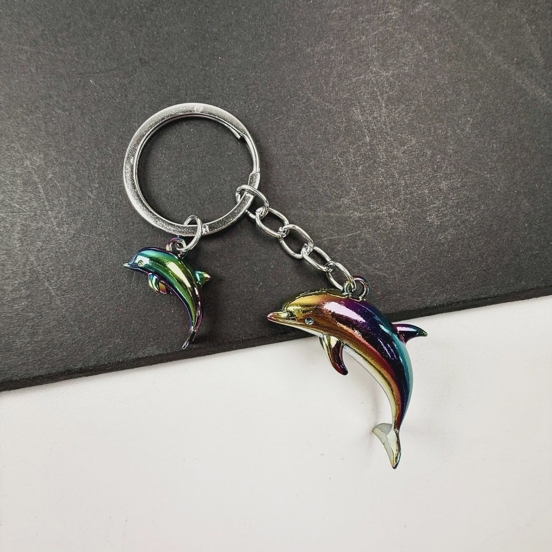 Unieke Dolfijn Sleutelhanger - 3D Metaal Zeedier Dolfijn Hanger voor Auto & Tas